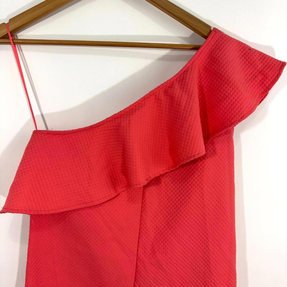 Cupcakes and Cashmere Women’s Size XS Coral One Shoulder Ruffle Mini Dress - Picture 9 of 13